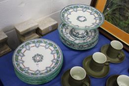 Floral decorated dessert set.