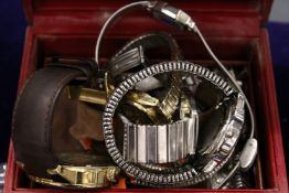 A box of assorted watches.