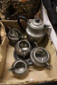 A pewter service etc.