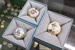 Three small Halcyon Days enamel boxes.