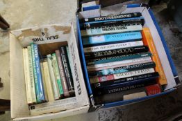 Two boxes of books relating to clocks.