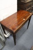 A George III design mahogany rectangular fold over tea table.