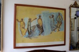 Auguste Rodin, abstract figures, colour poster.