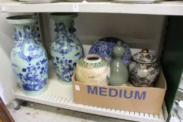 A large pair of Chinese vases and other similar items (faults).