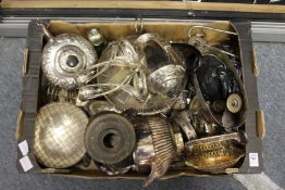 A box of various plated wares.