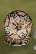 Five old Crown Derby plates (some faults).