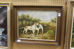 A study of two dogs, oil on canvas, signed.