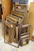 A large quantity of picture frames.