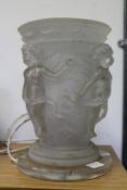 A Lalique style frosted perspex lamp base.