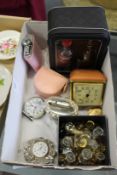 A group of collectable items to include a Ronson table lighter, a small desk clock etc.