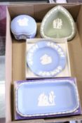 Four pieces of Wedgwood Jasper ware, two with original boxes.