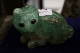 An unusual cared jadeite cat, possibly Chinese.