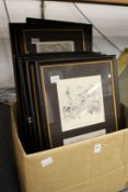 A quantity of amusing cartoons, framed and glazed.