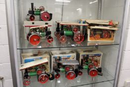 Seven Mamod steam traction engines and road rollers, mostly with original boxes.