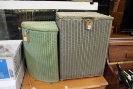 Two Lloyd Loom linen baskets.