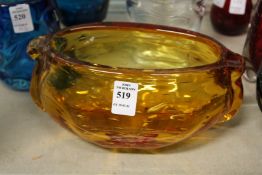 A Whitefriars amber tinted controlled bubble dish / vase.