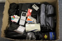 A large quantity of camera equipment.