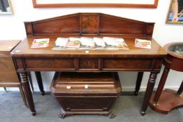 A good 19th century mahogany two drawer side table on reeded turned legs.