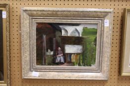 A Seated Figure in an Interior oil on board.