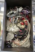 A good collection of costume jewellery to include necklaces etc.