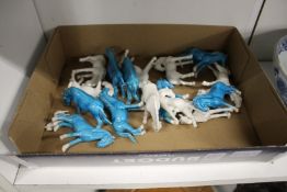 Chinese small porcelain models of horses.