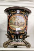 Decorative vase with metal mounts.