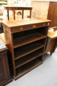 A Sheraton revival inlaid mahogany open bookcase.
