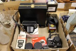 A quantity of camera equipment.