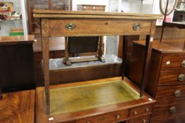A 19th century mahogany rectangular tea table with a single frieze drawer on tapering square legs.