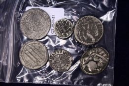 A small group of coins.