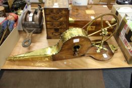 A good brass bound oak hand cranked bellows.