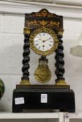 A French 19th century inlaid ebony mantle clock.