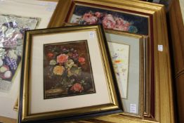 A still life of flowers in a vase colour print and three others.