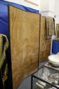 A large machine embroidered pictorial four fold dressing screen.