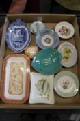 A small group of pin trays and dishes by Wedgwood and other makers.