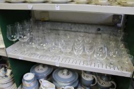 A shelf of wine glasses etc.