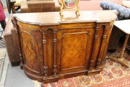 A Victorian inlaid walnut credenza.