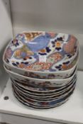 Japanese Imari dishes with matching plates.