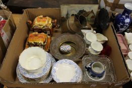 A box of miscellaneous china, glass etc.