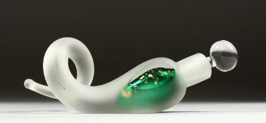 A FROSTED GLASS SCENT BOTTLE, signed.