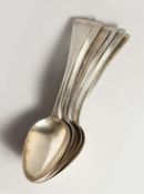 A SET OF SIX GEORGE IV YORK SILVER TABLE SPOONS. York 1825, maker Barber, Cattle & North. Weighs