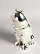 A SILVER PLATED POLAR BEAR COCKTAIL SHAKER 10ins high.
