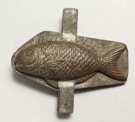 A METAL FISH CHOCOLATE MOULD 6ins long
