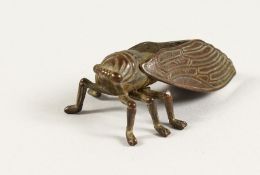 A SMALL JAPANESE BRONZE BEETLE 2ins long
