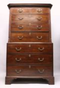 A GOOD GEORGE III MAHOGANY TALLBOY, the top with moulded cornice over two short and three long