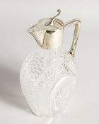 A SILVER MOUNTED VICTORIAN CLARET JUG. London 1888