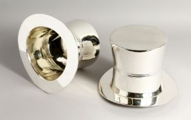 A PAIR OF SILVER PLATED WINE COOLERS 6.5ins high