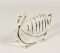 A SILVER PLATED SWAN TOAST RACK 7.5ins long