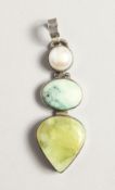 A SILVER HARDSTONE PENDANT