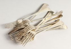 A SET OF TWELVE SILVER GEORGE III TABLE FORKS by Peter, Ann and William Bateman. London 1801